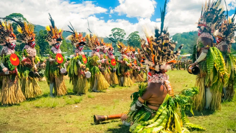 women in beautiful costumes in papua new guinea