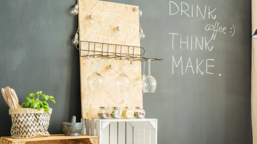wooden crates in kitchen