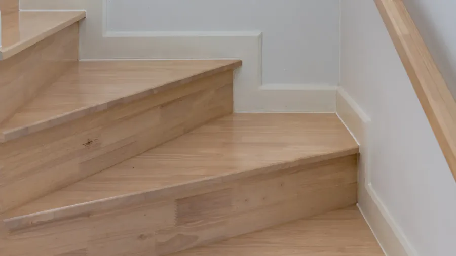 wooden staircase interior decoration in modern house interior design concept