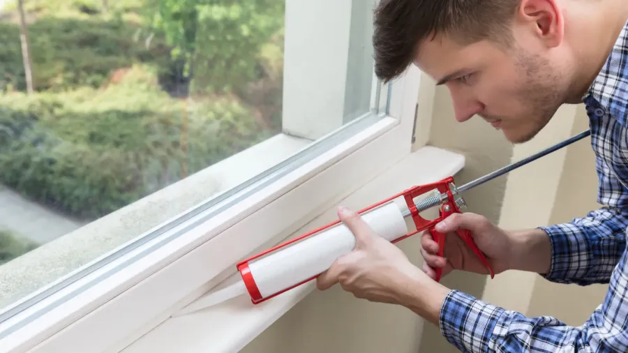 worker applying silicone