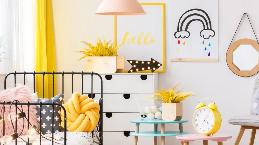 yellow clock on stool