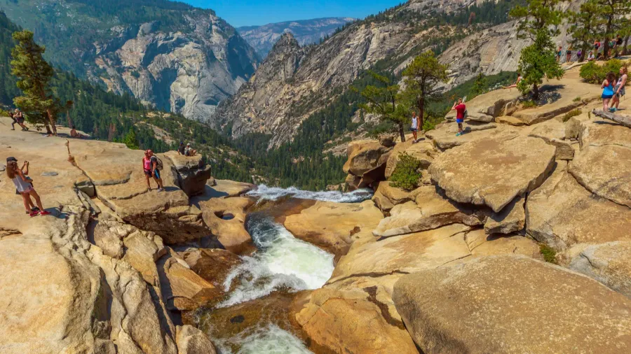 yosemite nevada fall waterfall people