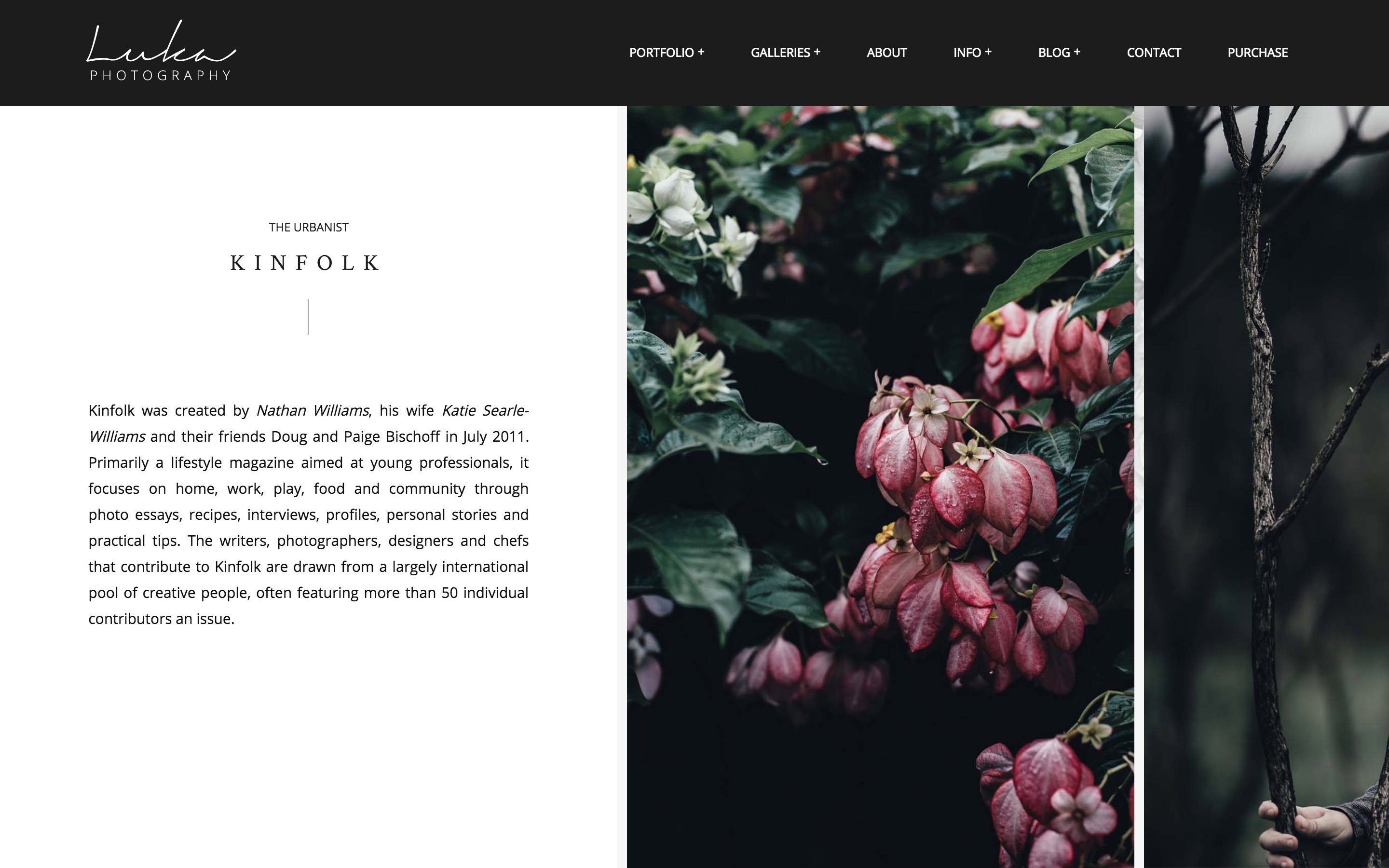 Photography portfolio example - luka WordPress theme