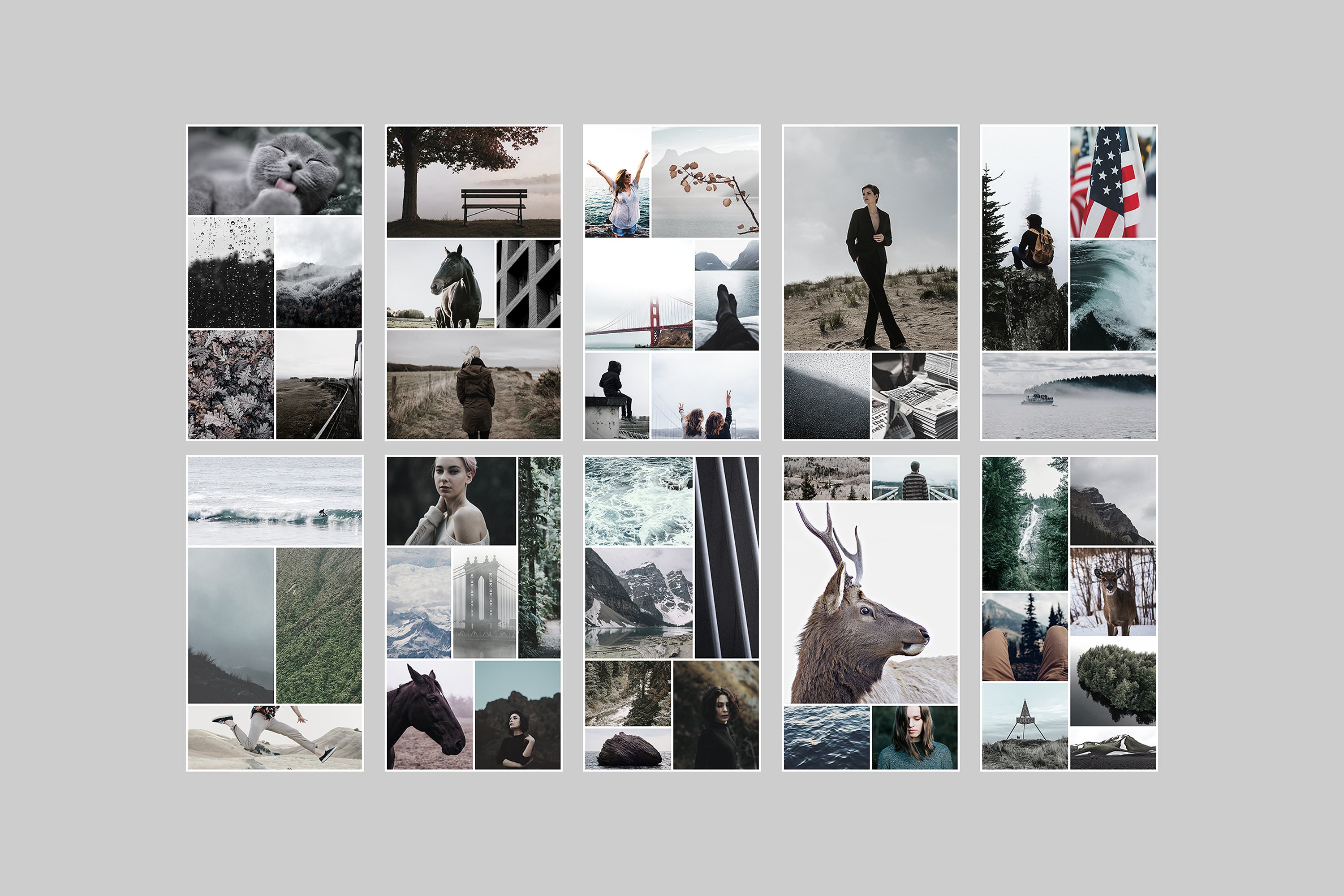Image mood board templates for Instagram stories.