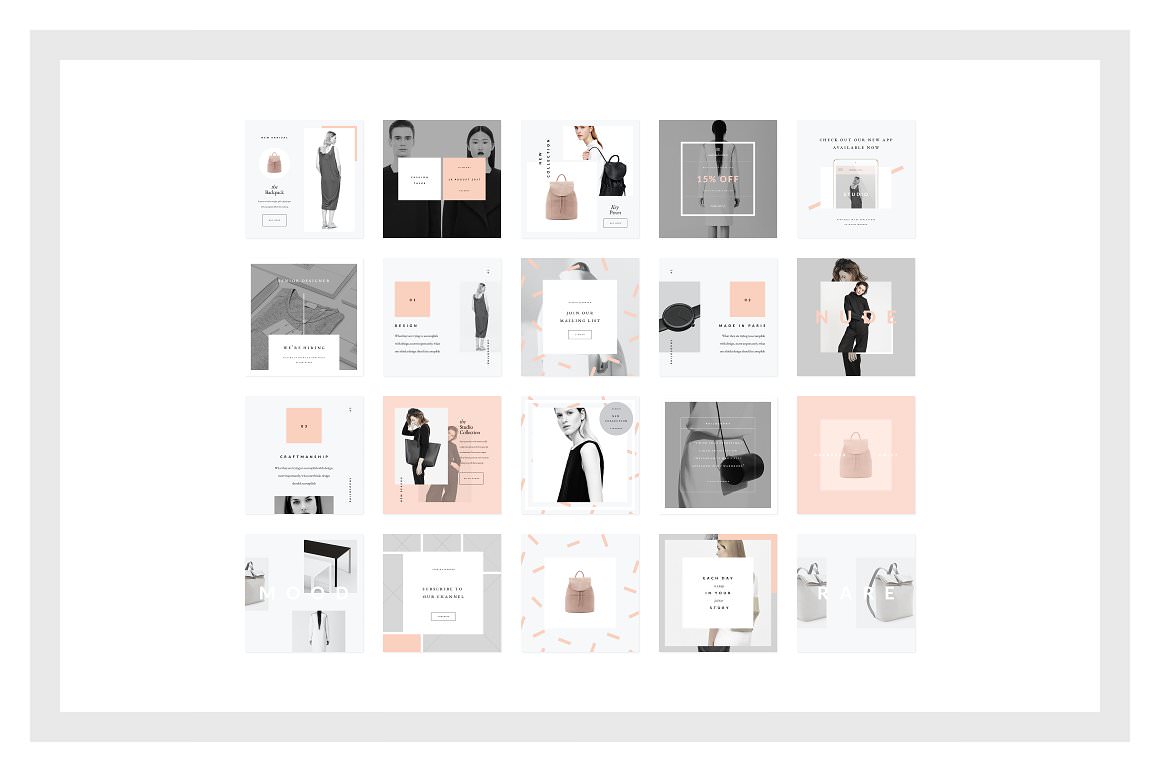 Fashion templates for Instagram posts.