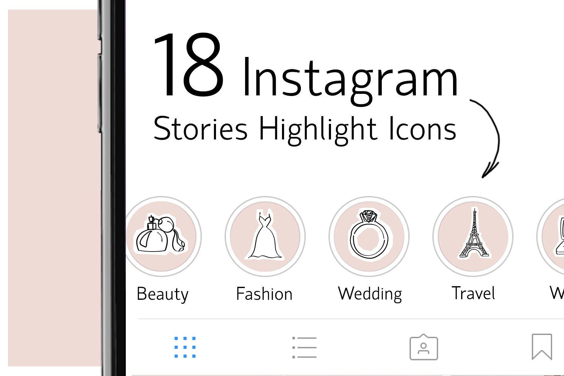 Chic instagram stories highlight templates with icons.