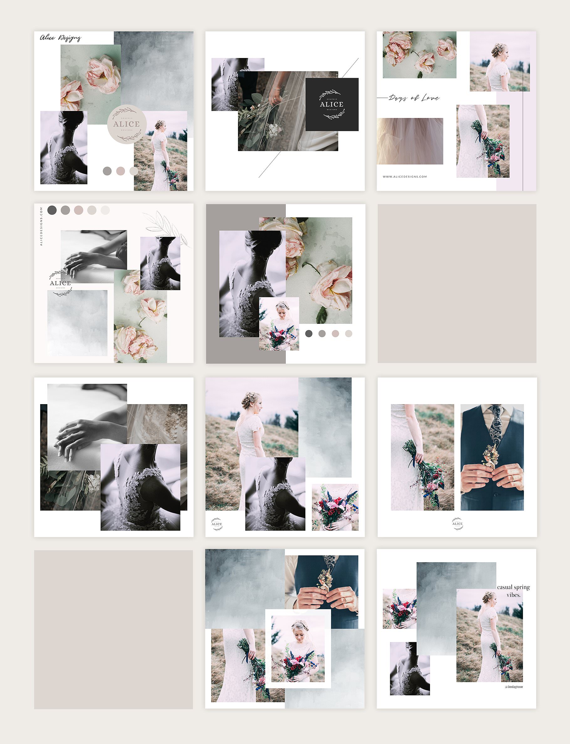 Creative Instagram post templates in a collage mood board style.