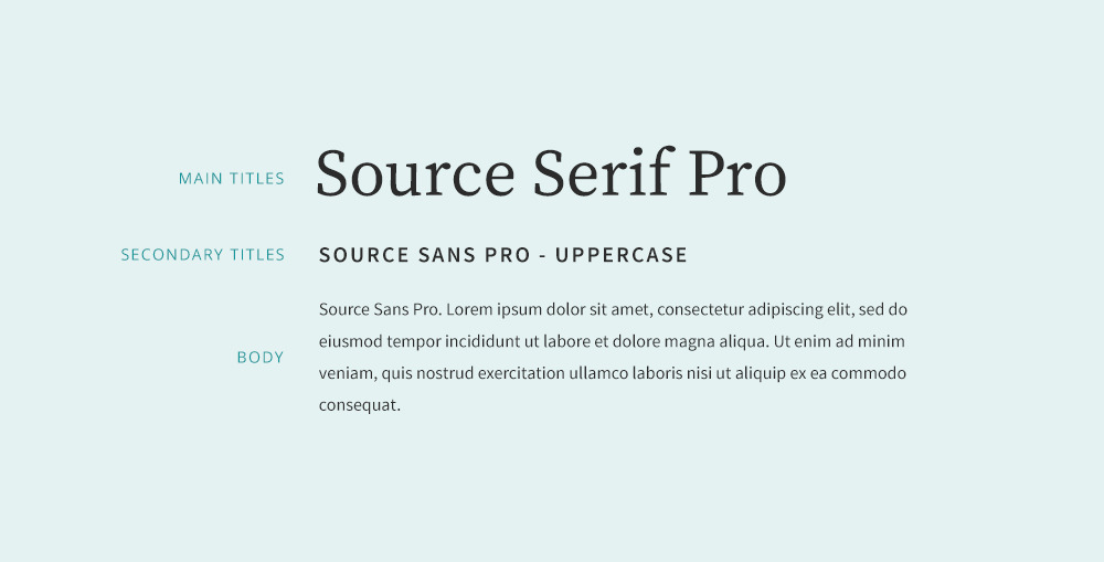 Source Sans Pro and Source Serif Pro font combination.