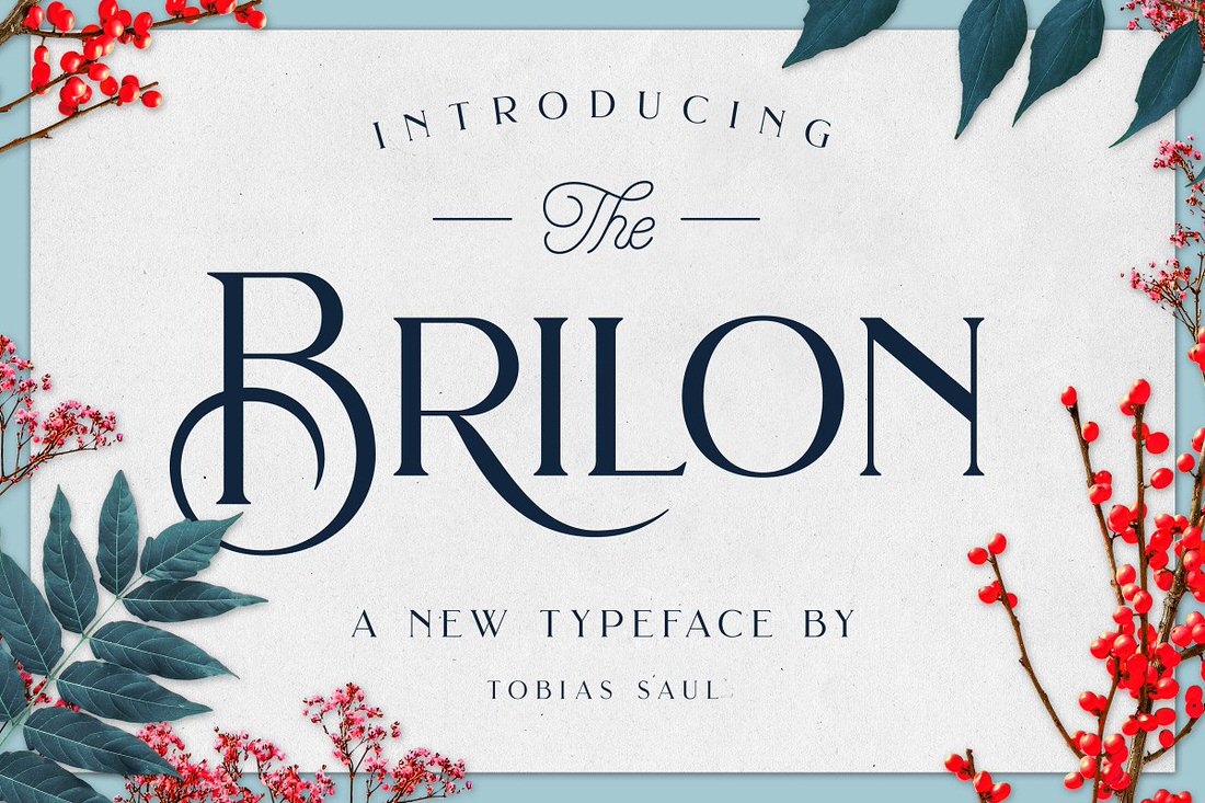 Brilon font and botanical photos with transparent backgrounds.