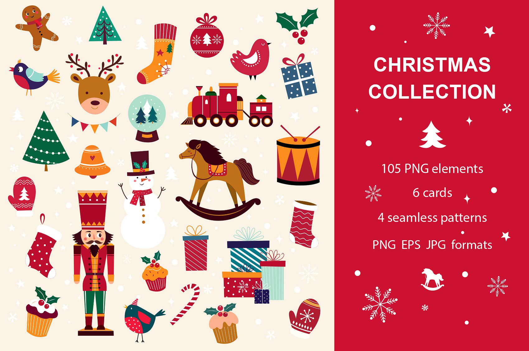 105 png Christmas graphics for digital use.