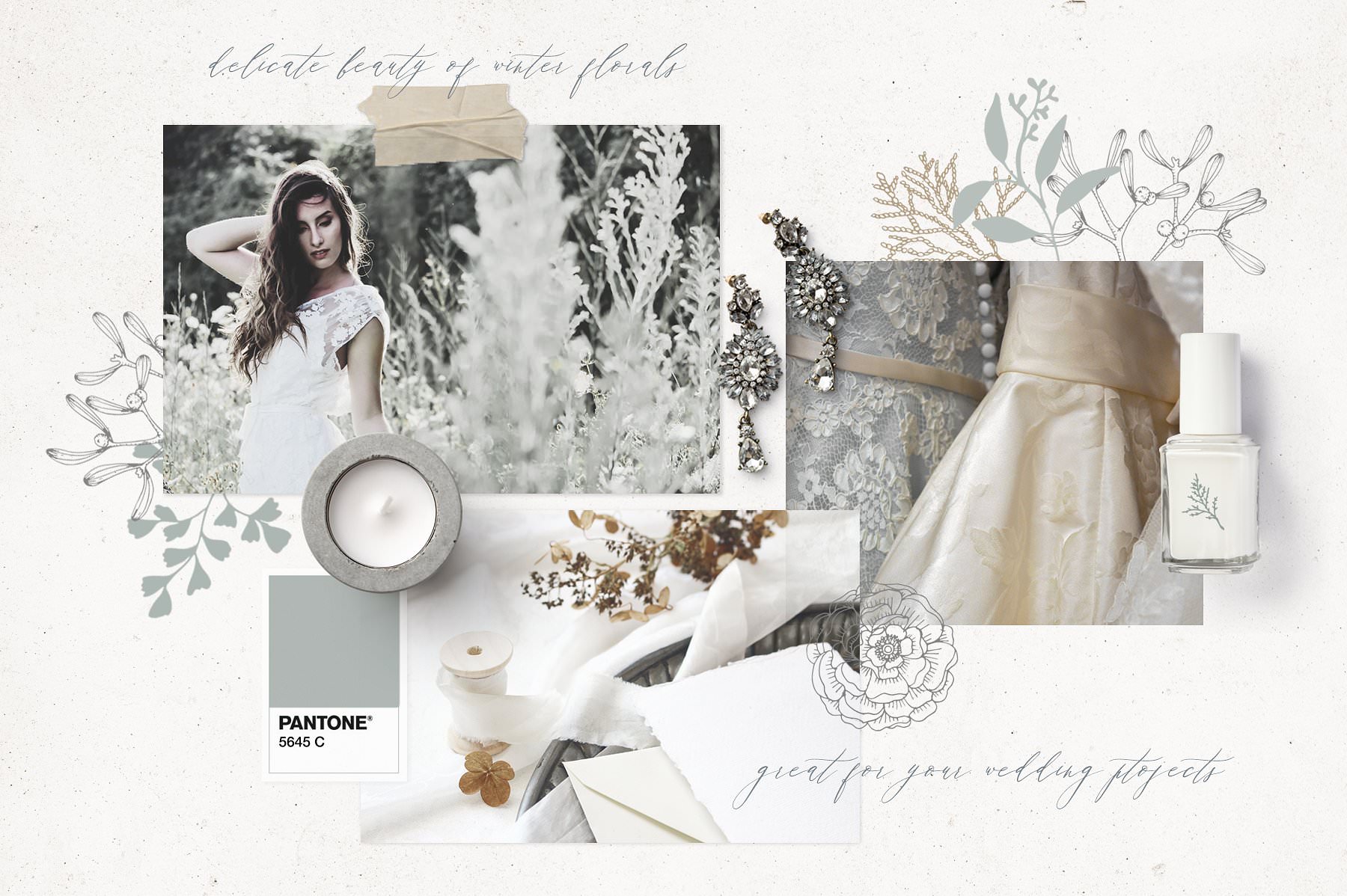 Elegant collage using Christmas graphics and lettering.