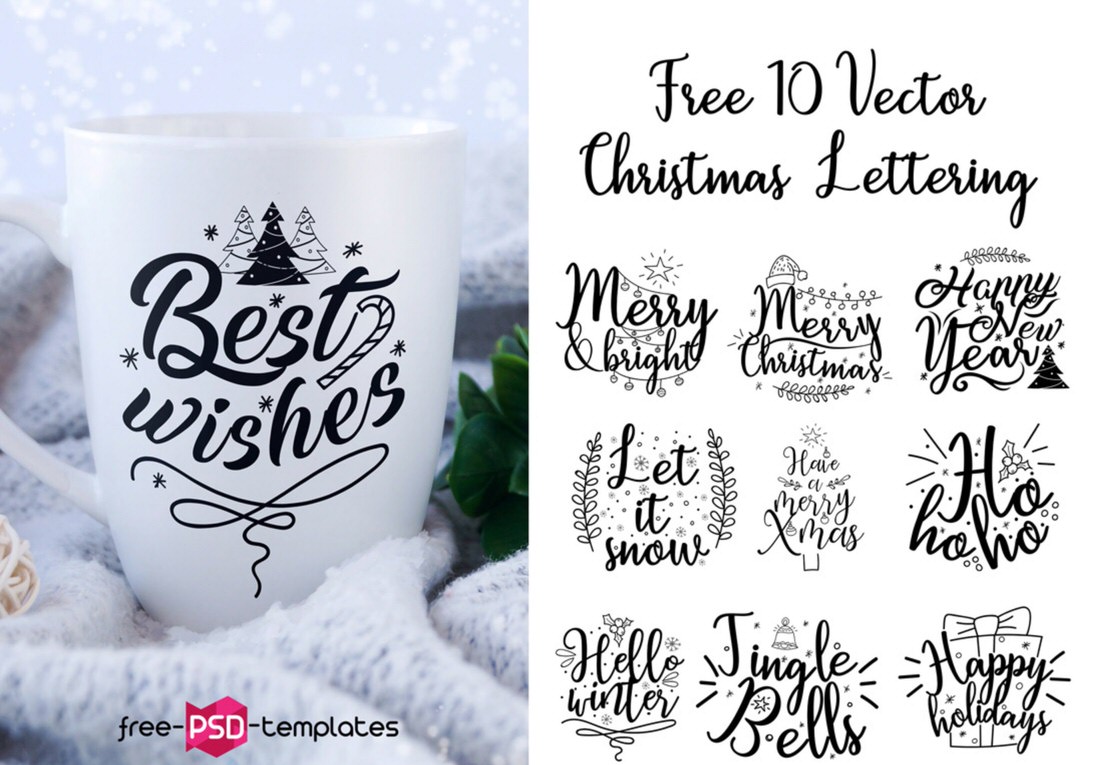 Free download - 10 free Christmas graphics with greeting texts.