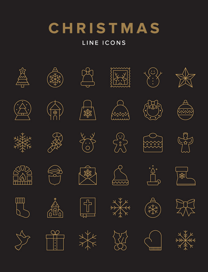 Free Christmas line icon graphics.