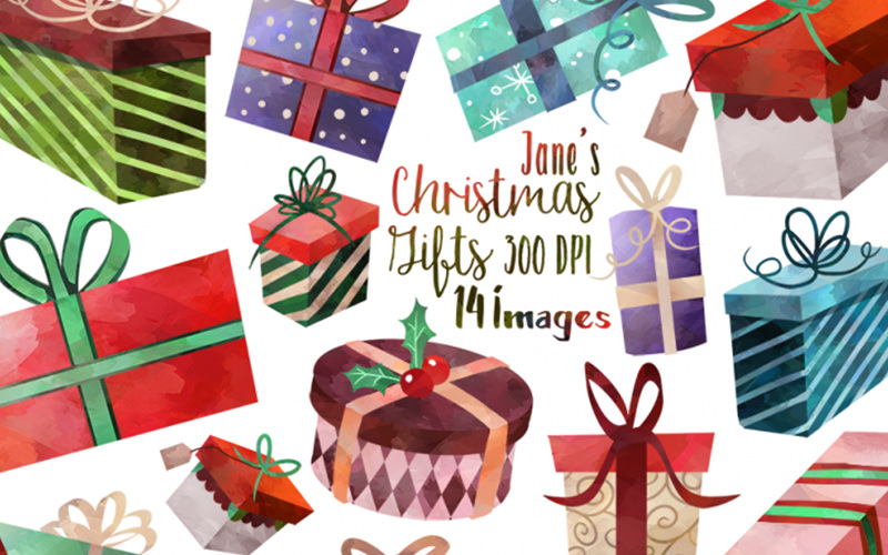 Free Christmas vector graphics - gift box illustrations.