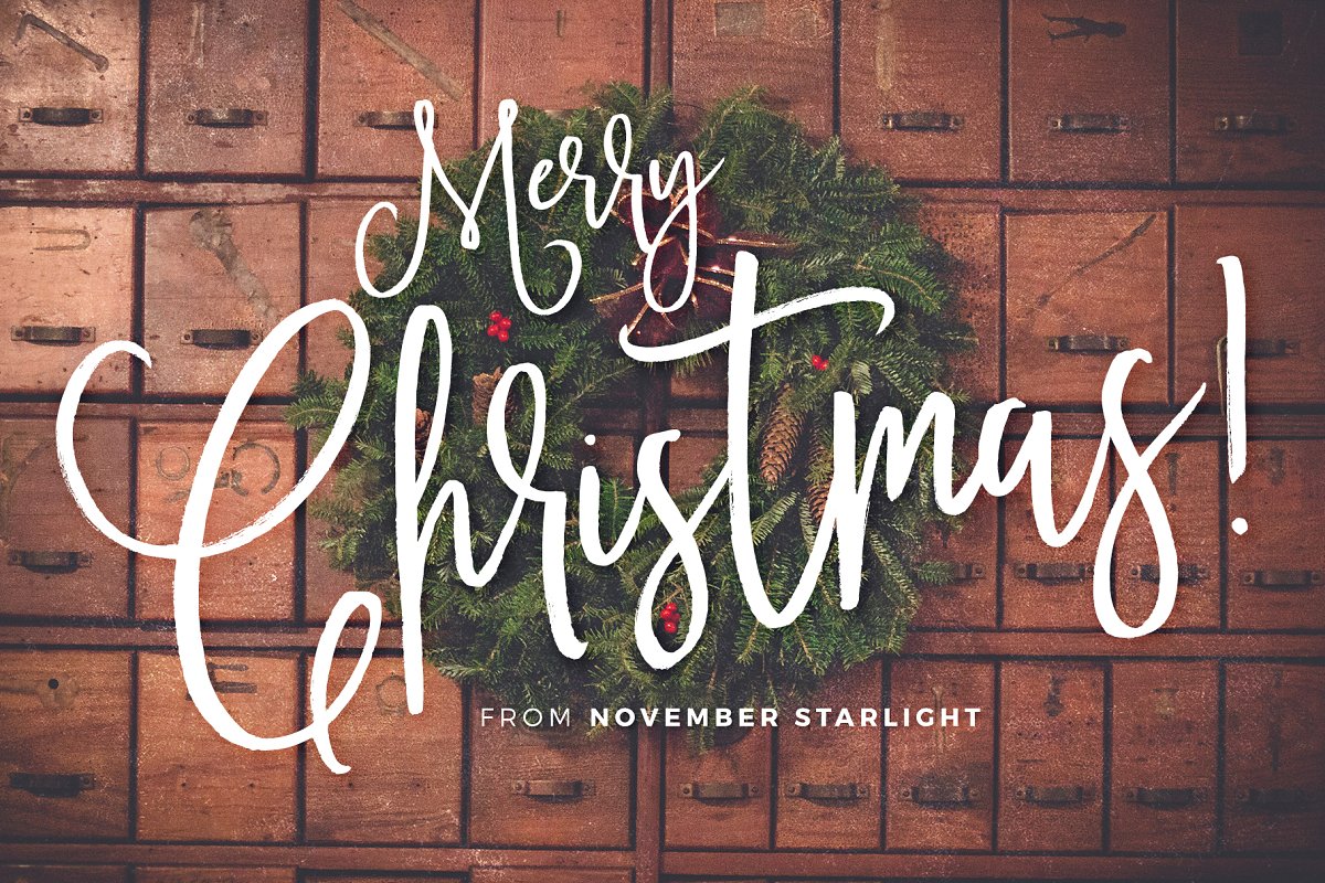 November Starlight font - creative hand lettered script font for greeting cards and logo design.