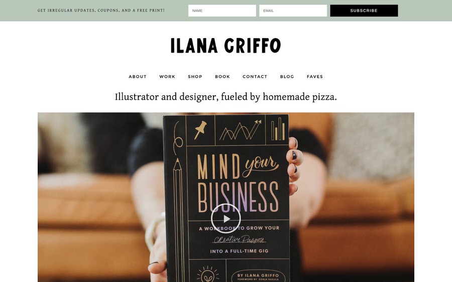 An example of a good illustrator and designer portfolio website.