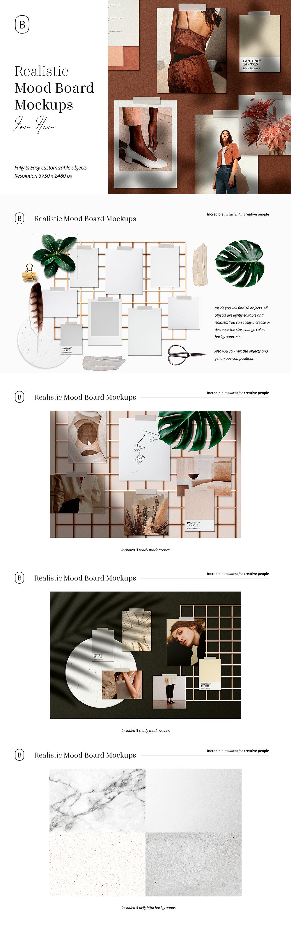 Realistic mood board mockup presentation.