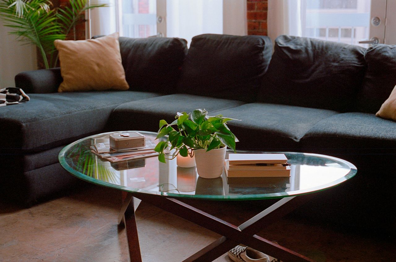 Style your coffee table with carefully chosen decorative items.