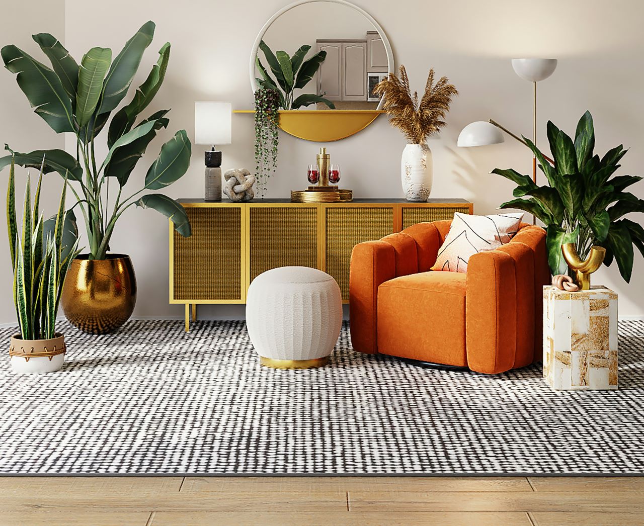 Select a rug material that matches your living room décor.