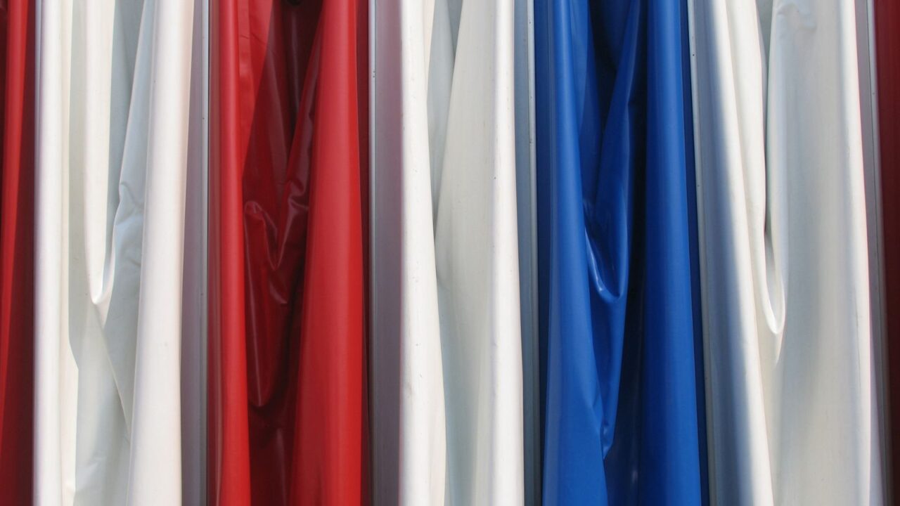 USA flag colored curtains