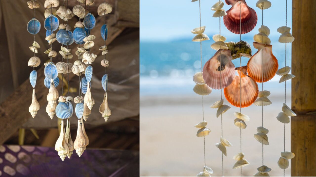 Handmade seashell wind chimes