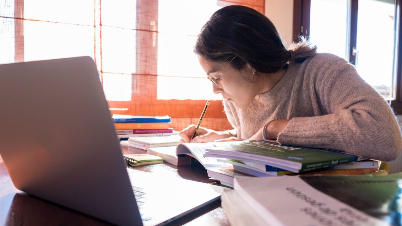 Girl studying