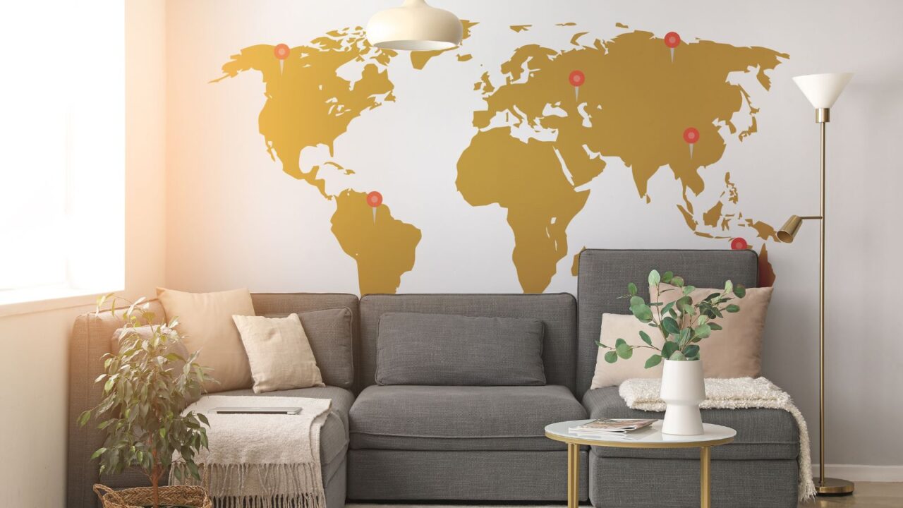 map decor on wall