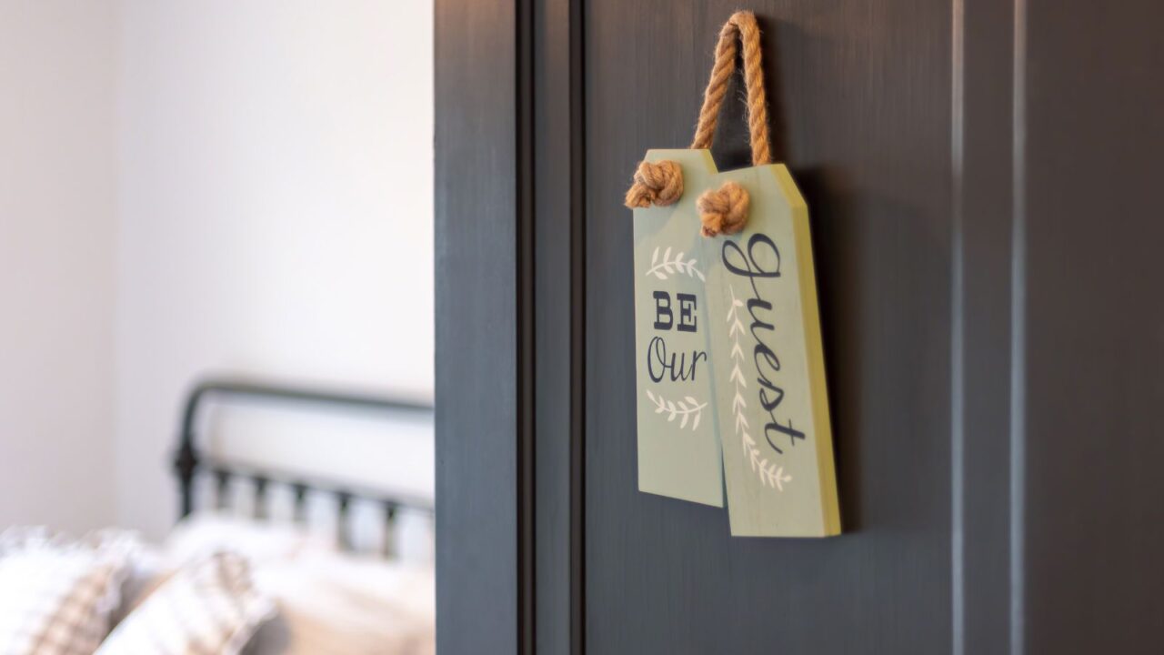 Welcome signs in room