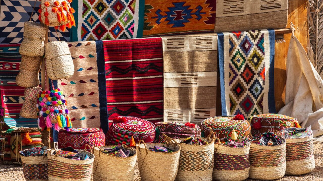 colorful mats and baskets