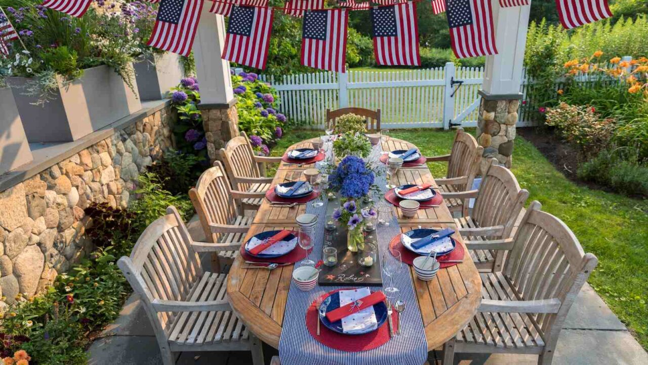 Labor day outdoor lunch setup