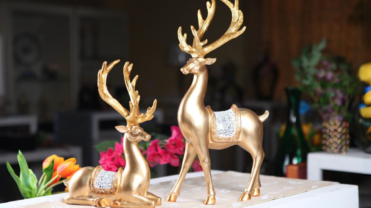 Golden deer accent pieces