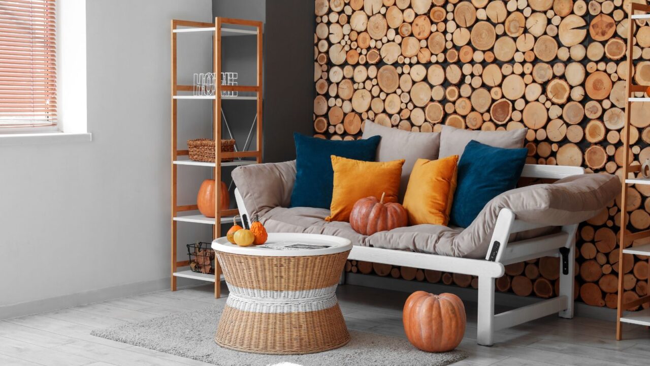 Fall decor in living room space