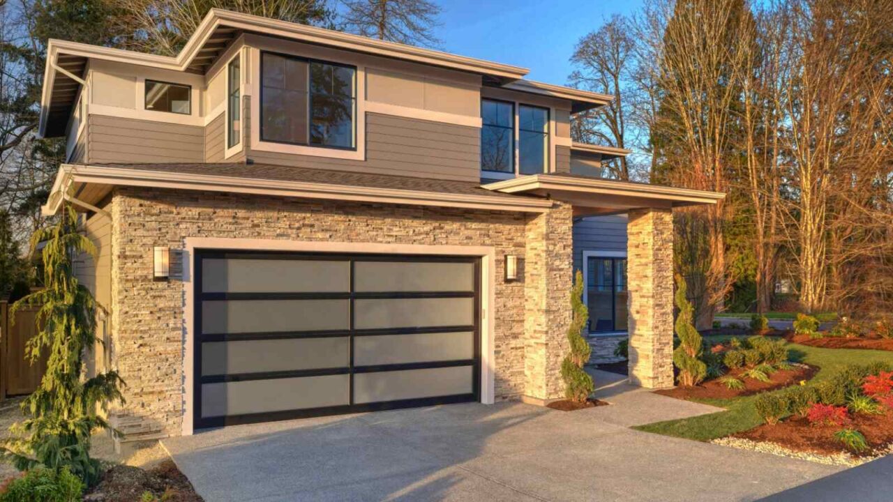 Modern house exterior with greenery in the surrounding