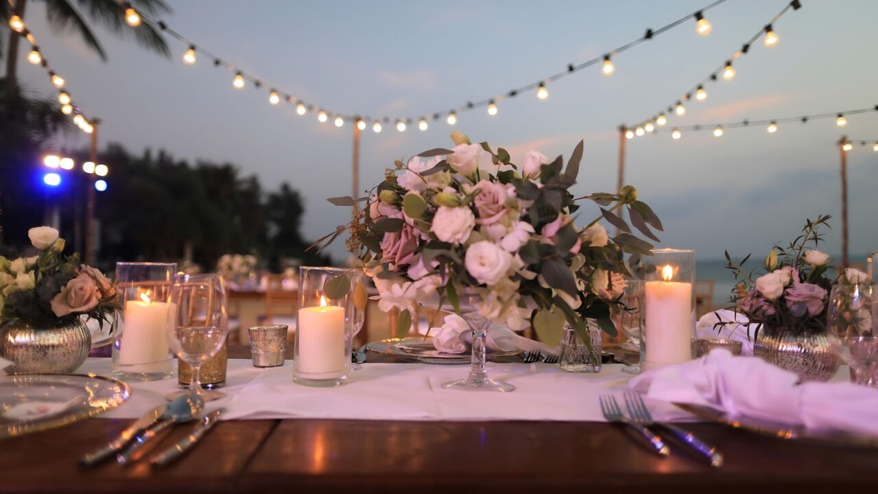 Fine dining outdoor table setup