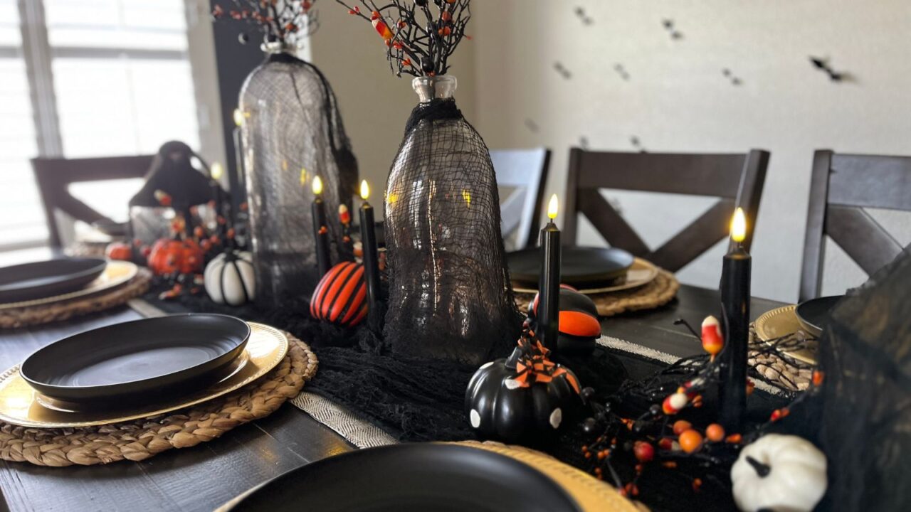 Halloween decoration in a dining room.