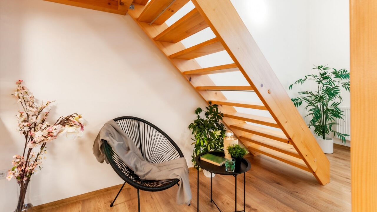 Cozy sitting corner under the stairs