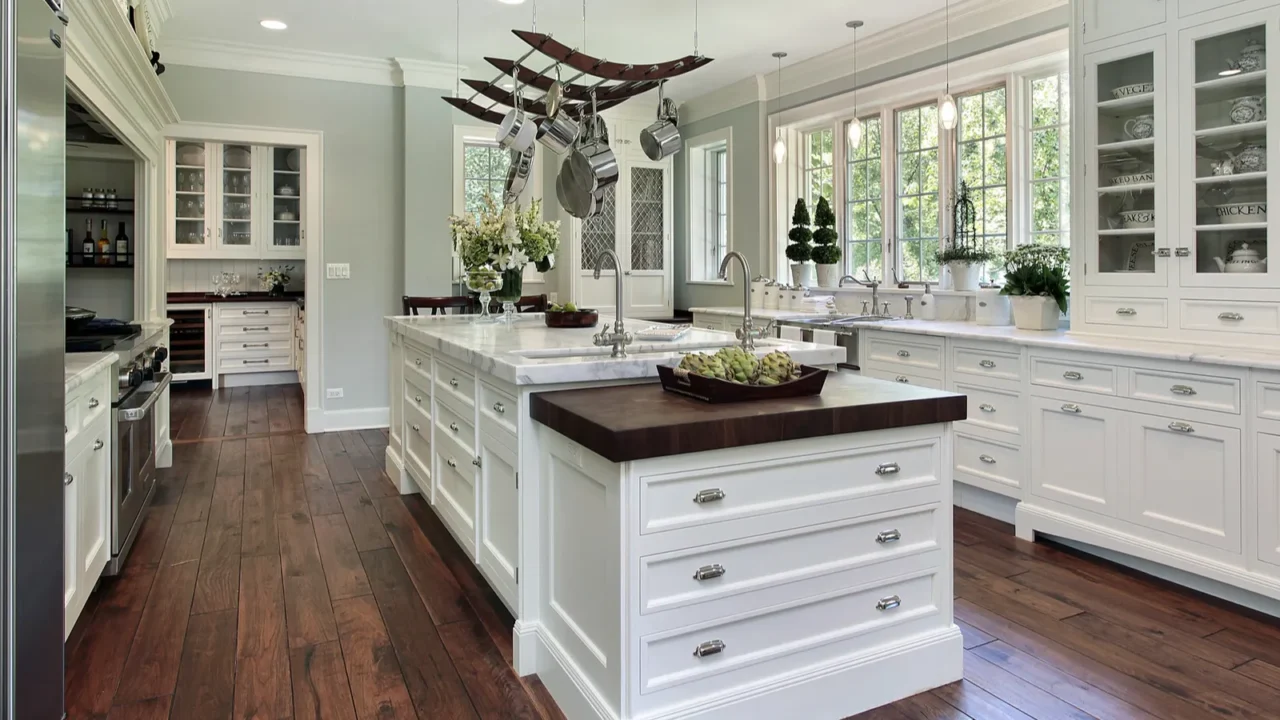 Kitchen with white cabinetry