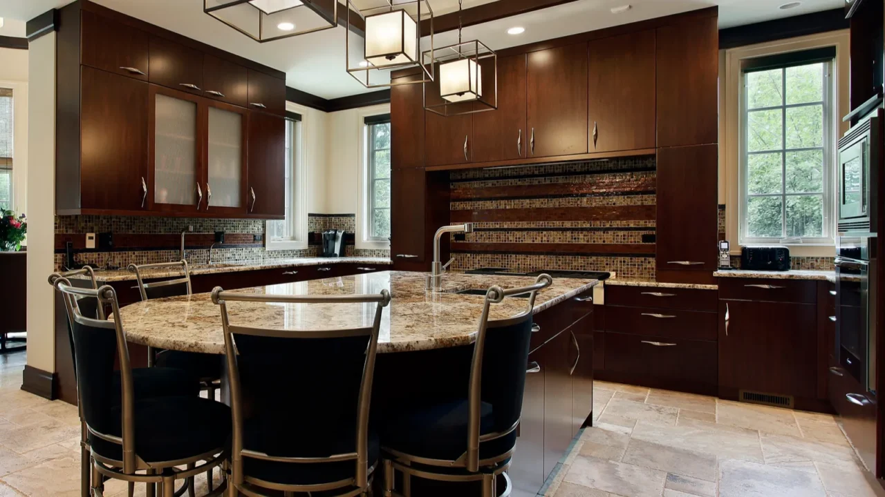 Modern kitchen with circular eating area