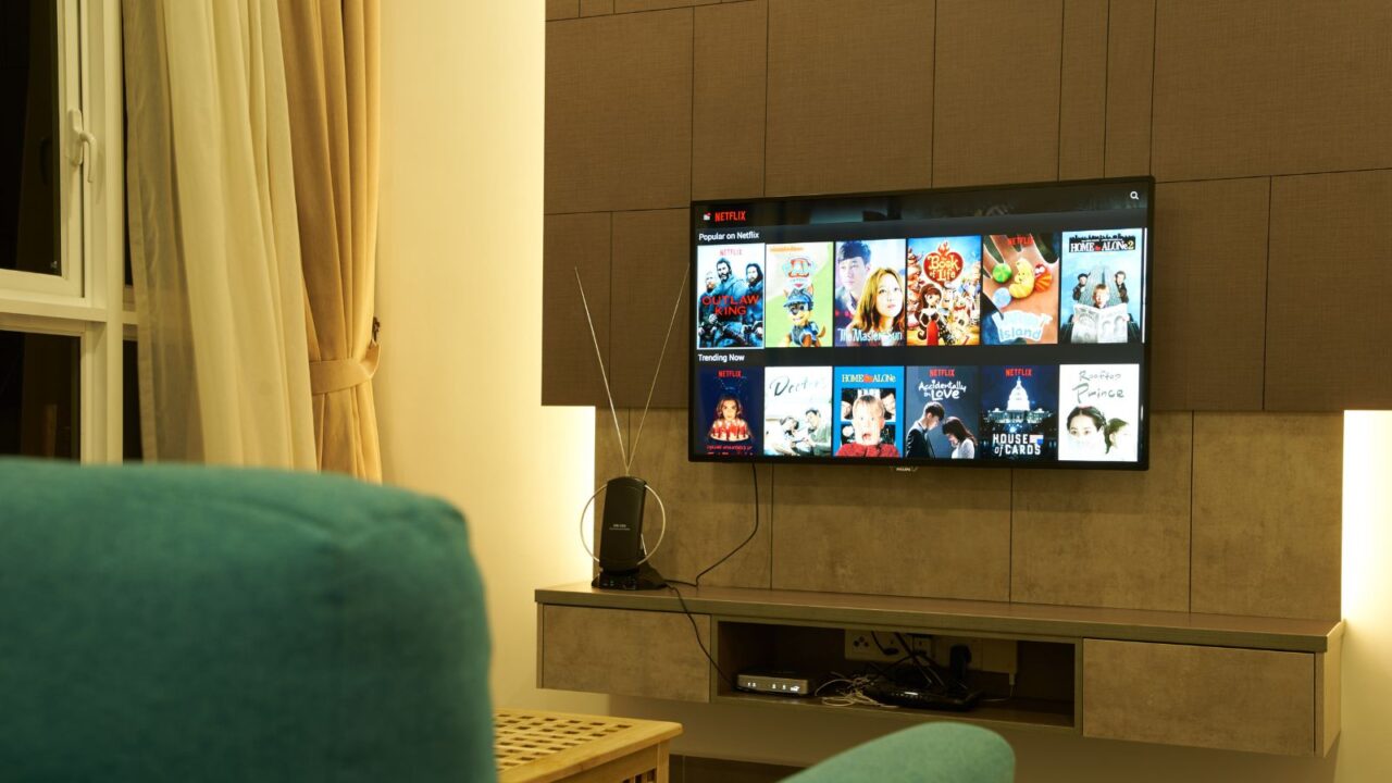 Wall mounted TV with a media console