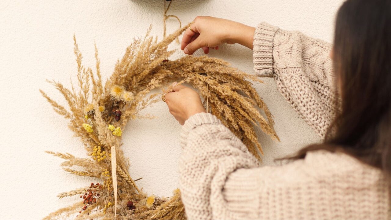 Pampas grass wreath