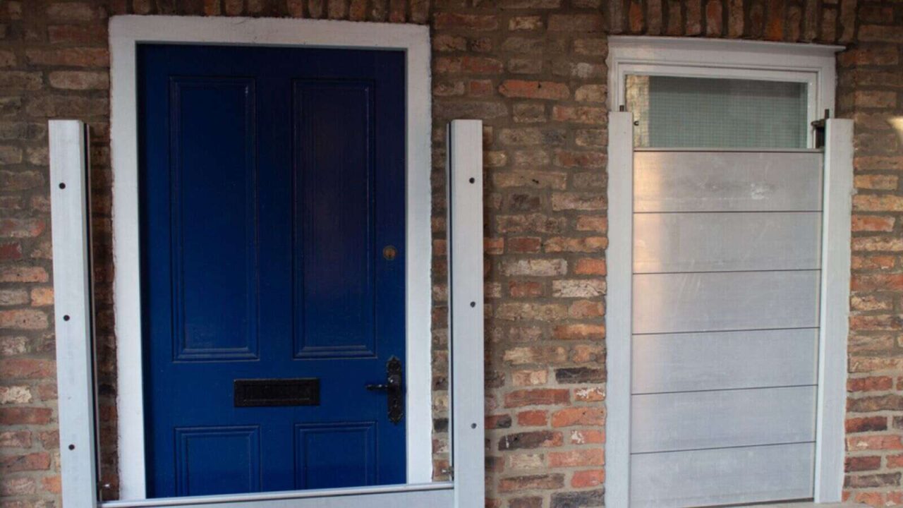 Flood defences installed at the front doors.