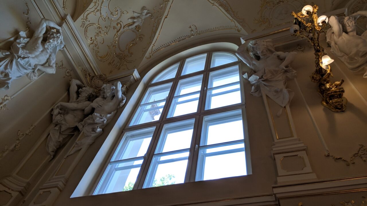 interior in the palace. blind decor on the walls in the palace