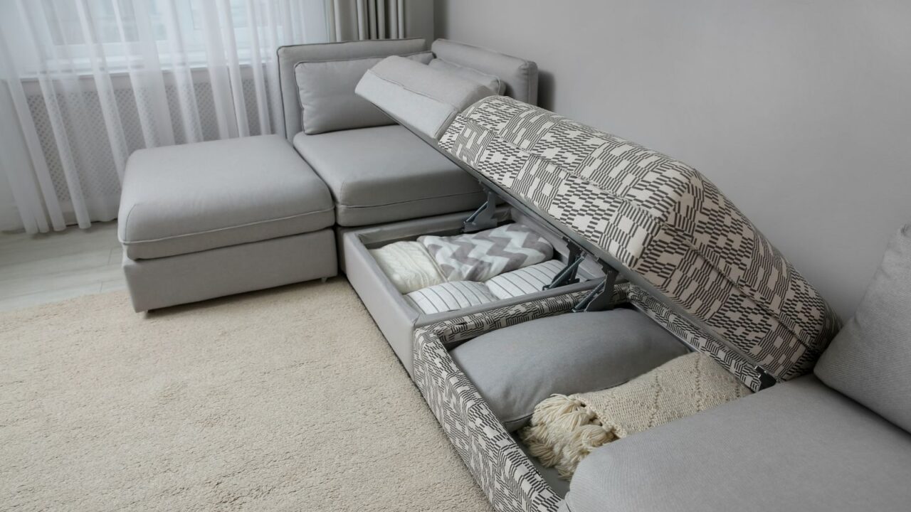 A sofa with ample space for storage inside