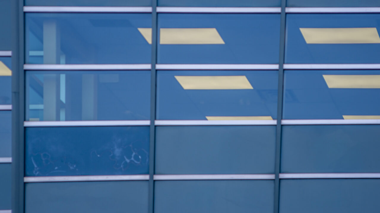 View through windows inside an empty office