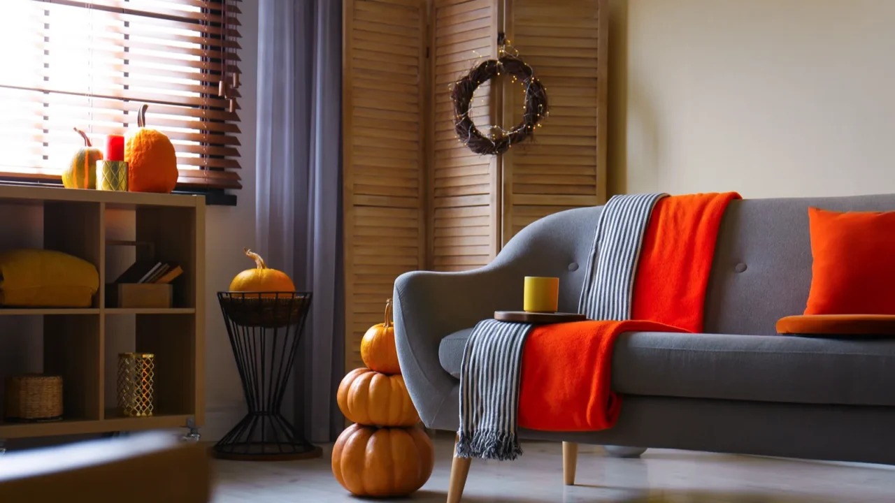 Cozy living room interior inspired by autumn colors