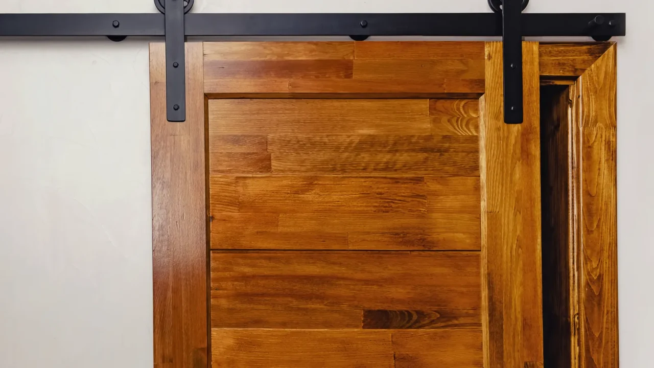 Interior sliding barn door.