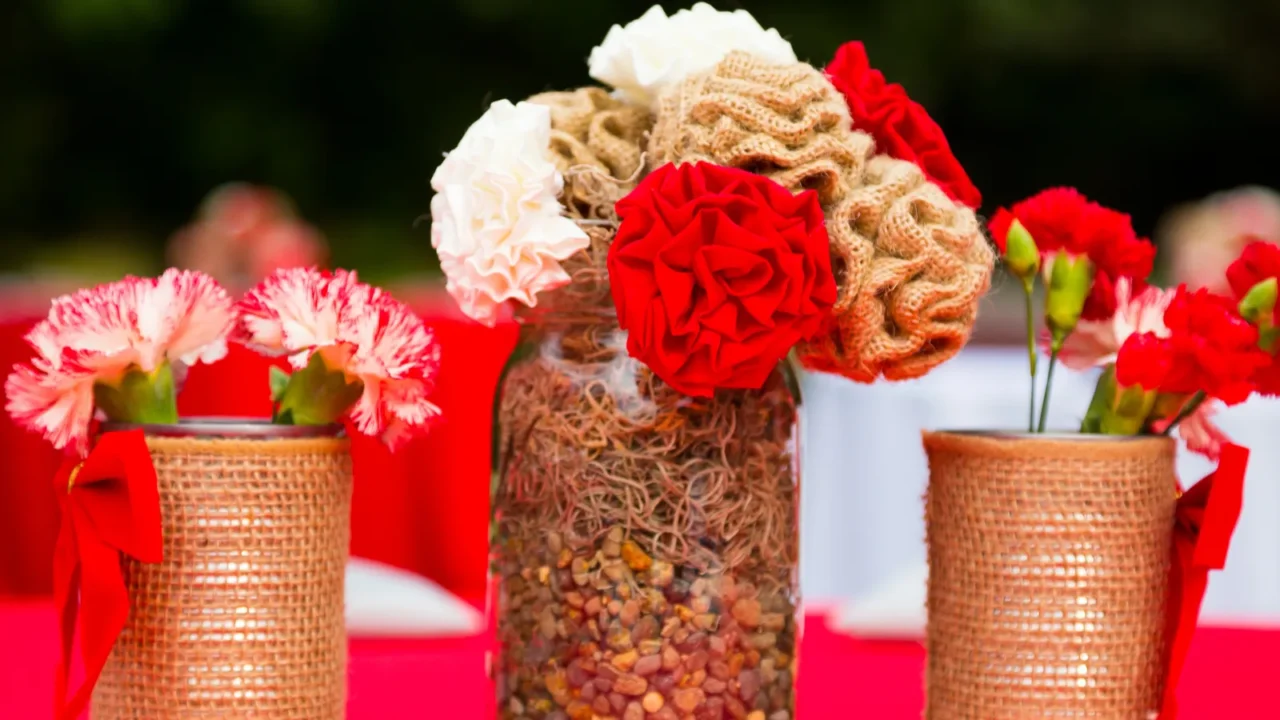 Red and White Wedding Decor Flowers