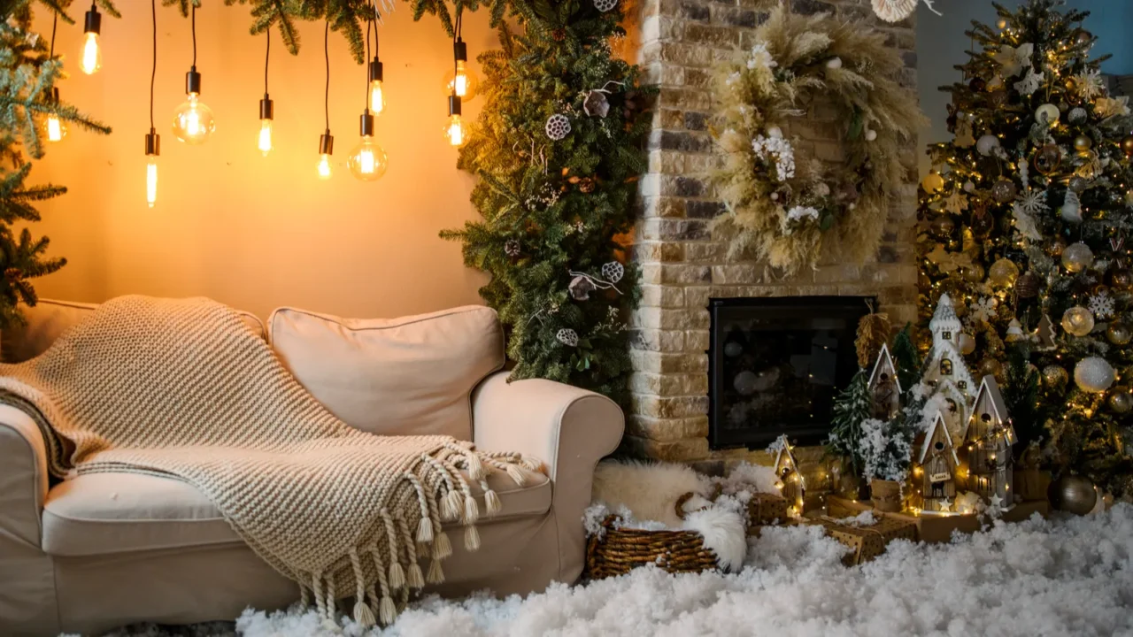 View of Christmas home decoration in nice natural light