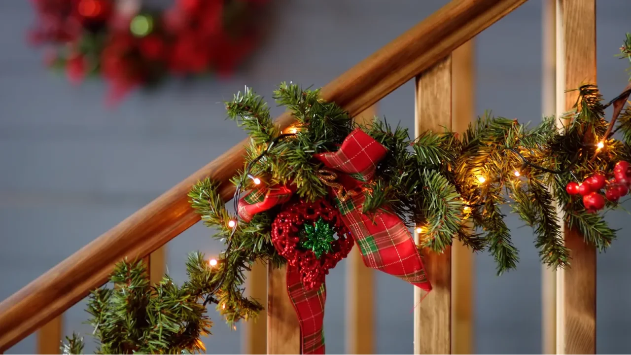 View of decorated christmas house interior.