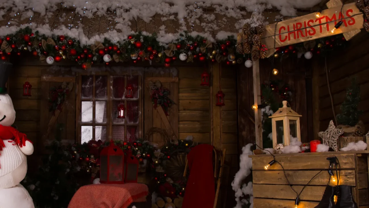 attractive christmas decors inside a wooden house